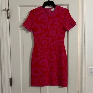 Milly designer women's pink knit dress short sleeve
